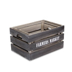 Set of Three Dark Brown Solid Wood Crate