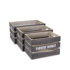 Set of Three Dark Brown Solid Wood Crate