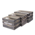 Set of Three Dark Brown Solid Wood Crate