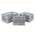 Set of Three Gray Solid Wood Crate