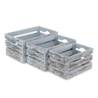 Set of Three Gray Solid Wood Crate