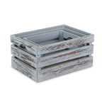 Set of Three Gray Solid Wood Crate