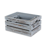 Set of Three Gray Solid Wood Crate