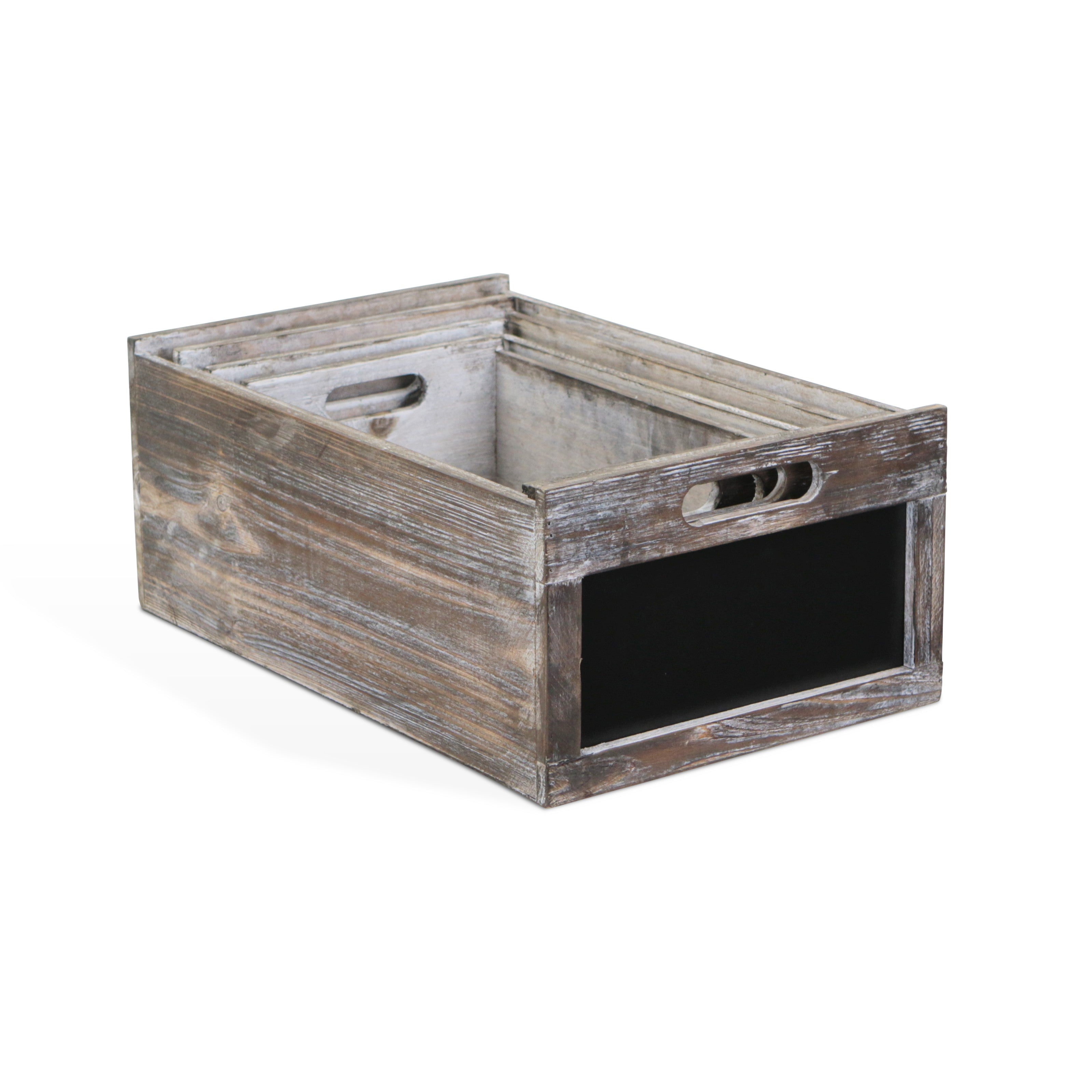Set of Four Black And Brown Solid Wood Crate