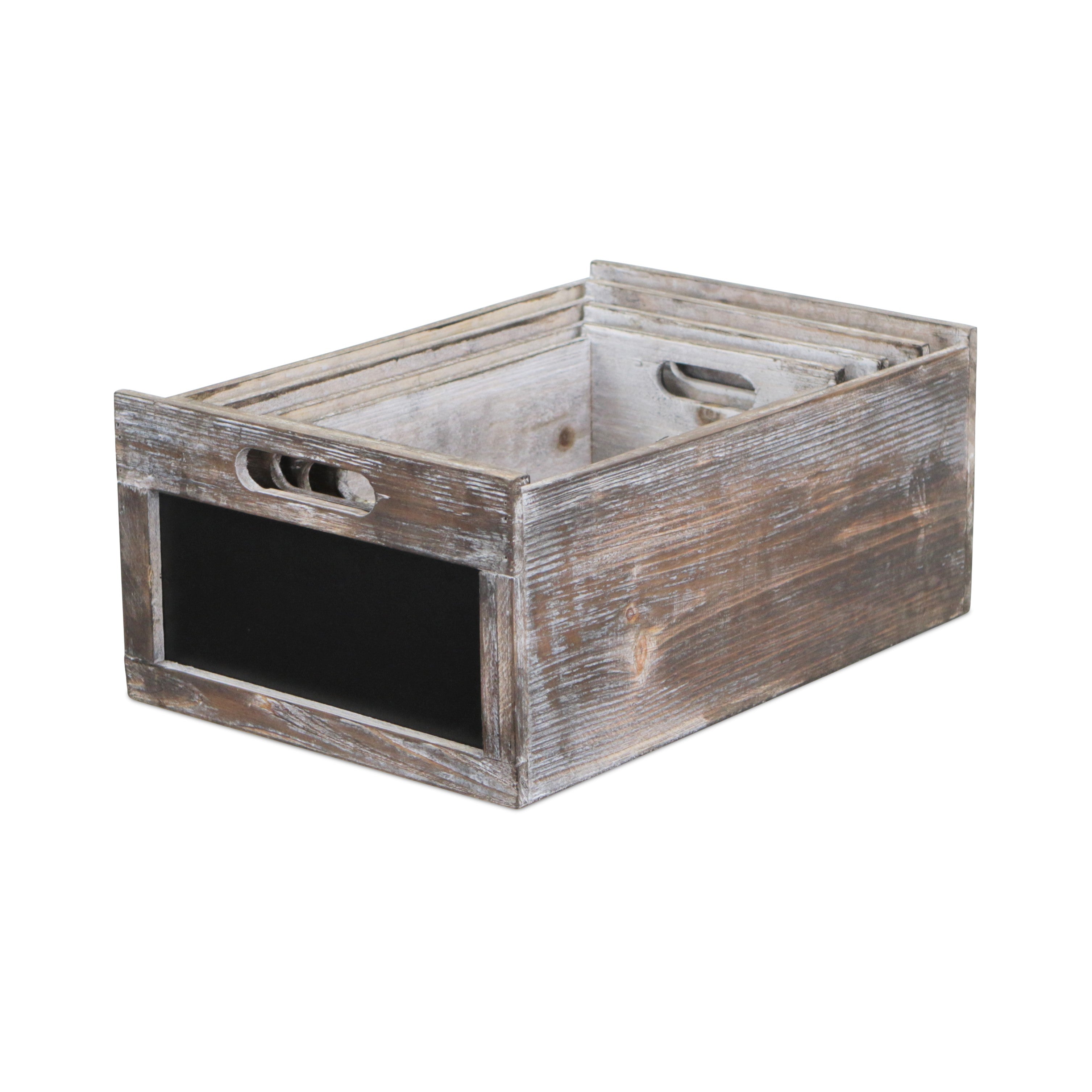 Set of Four Black And Brown Solid Wood Crate