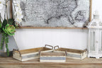 Set of Three White Solid Wood And Metal Crate