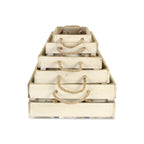 Set of Five Antiqued White Solid Wood Crate