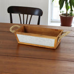 16" Brown Solid Wood And Metal Crate