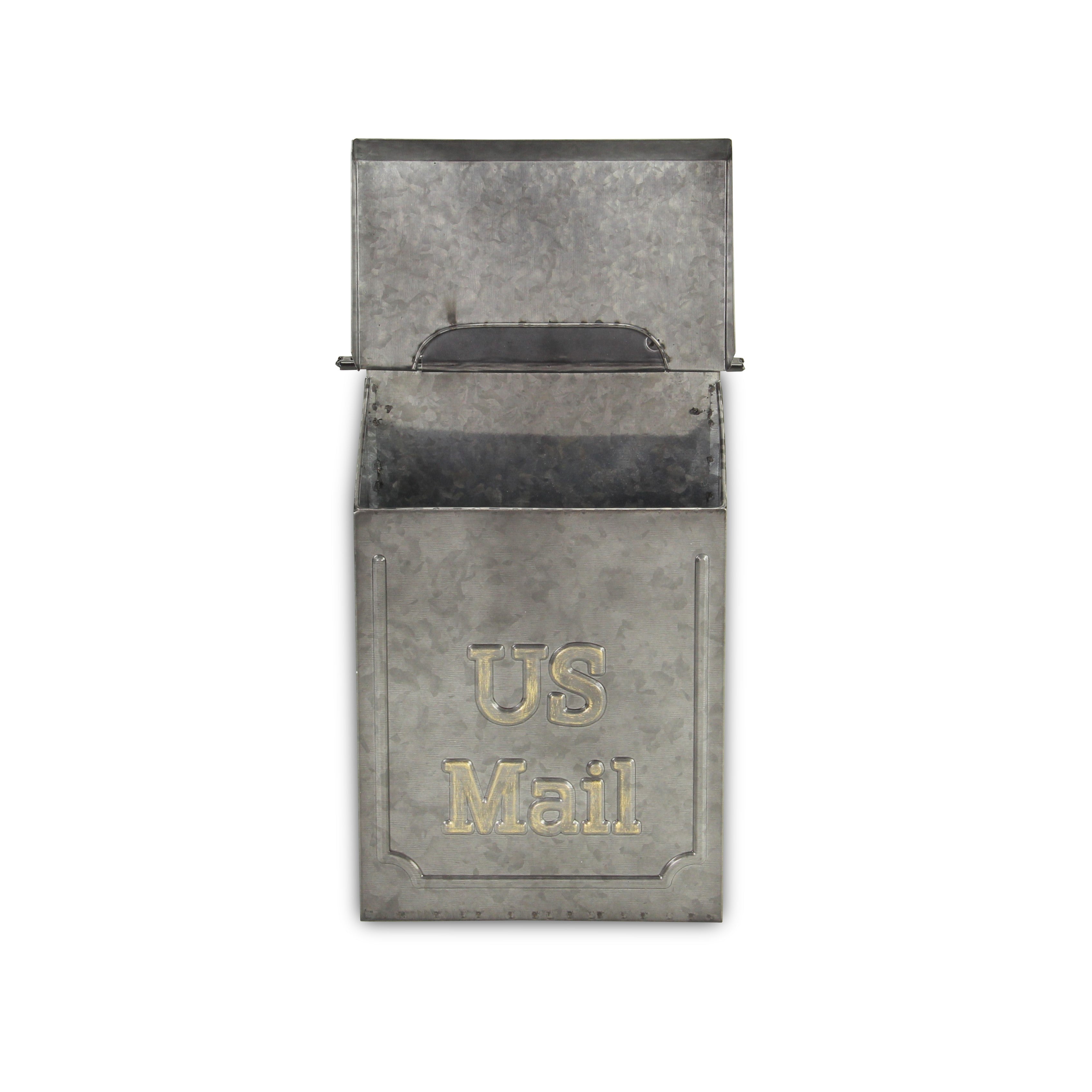 9" Gray Metal Paper Organizer With Lid