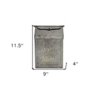 9" Gray Metal Paper Organizer With Lid