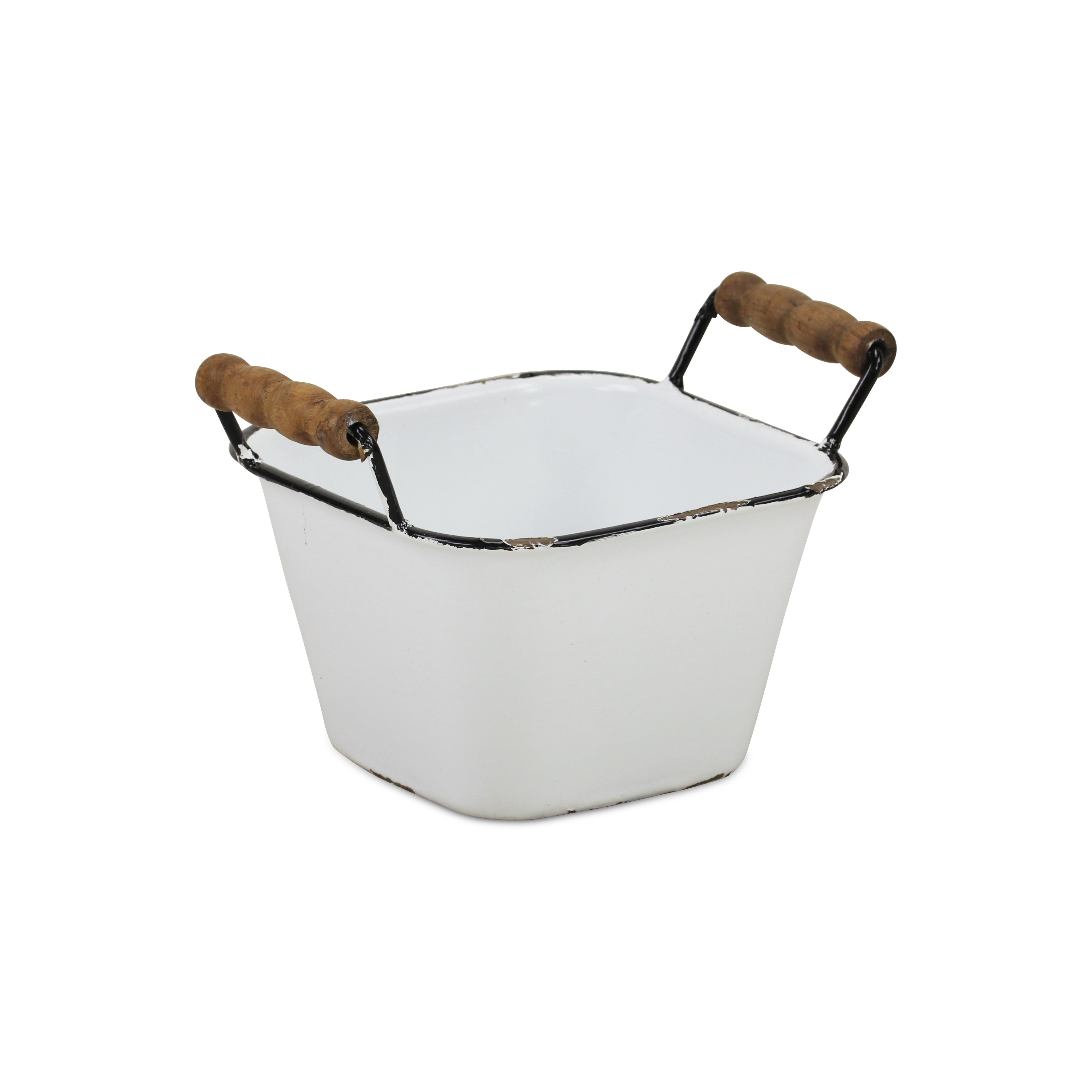 6" White Metal Bucket