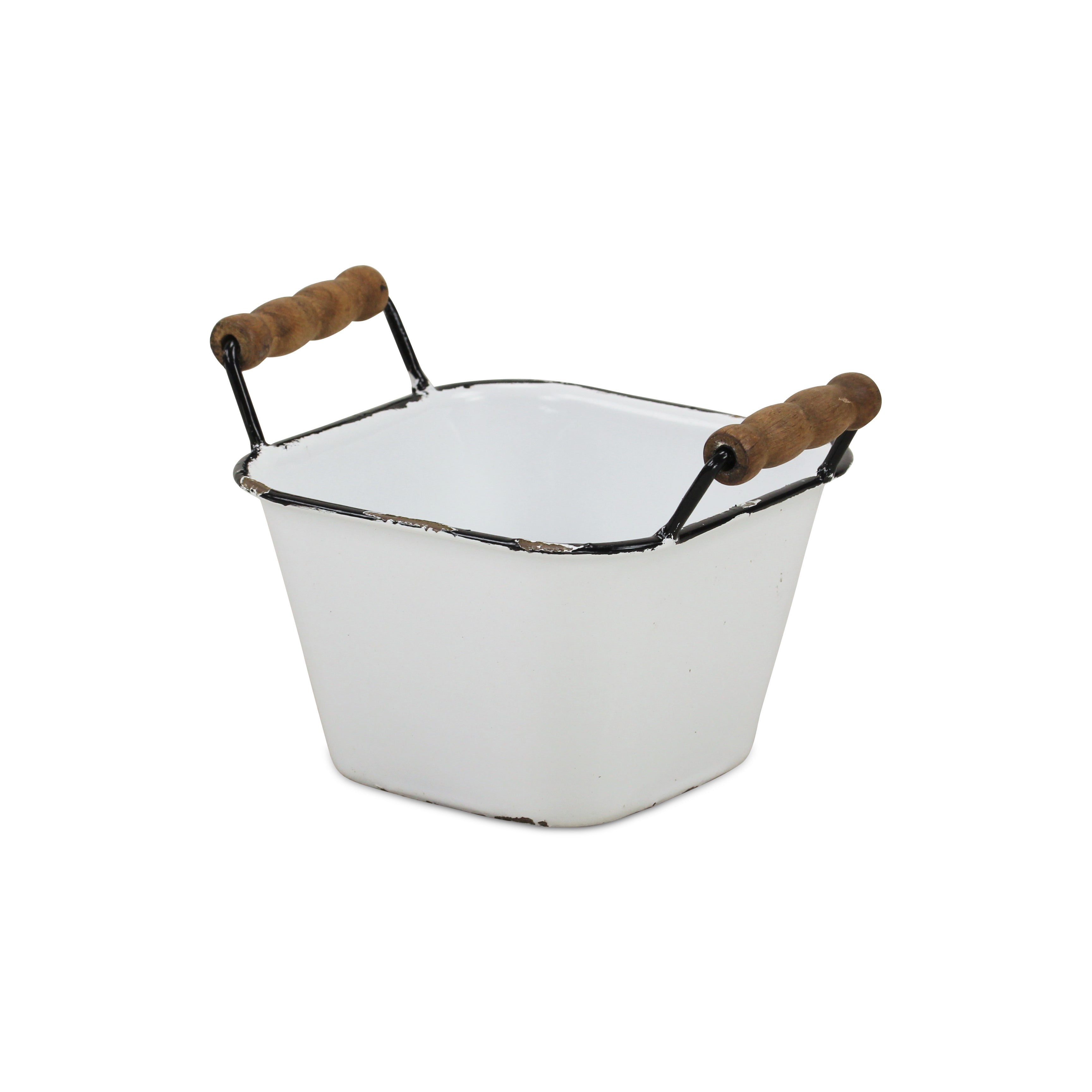 6" White Metal Bucket