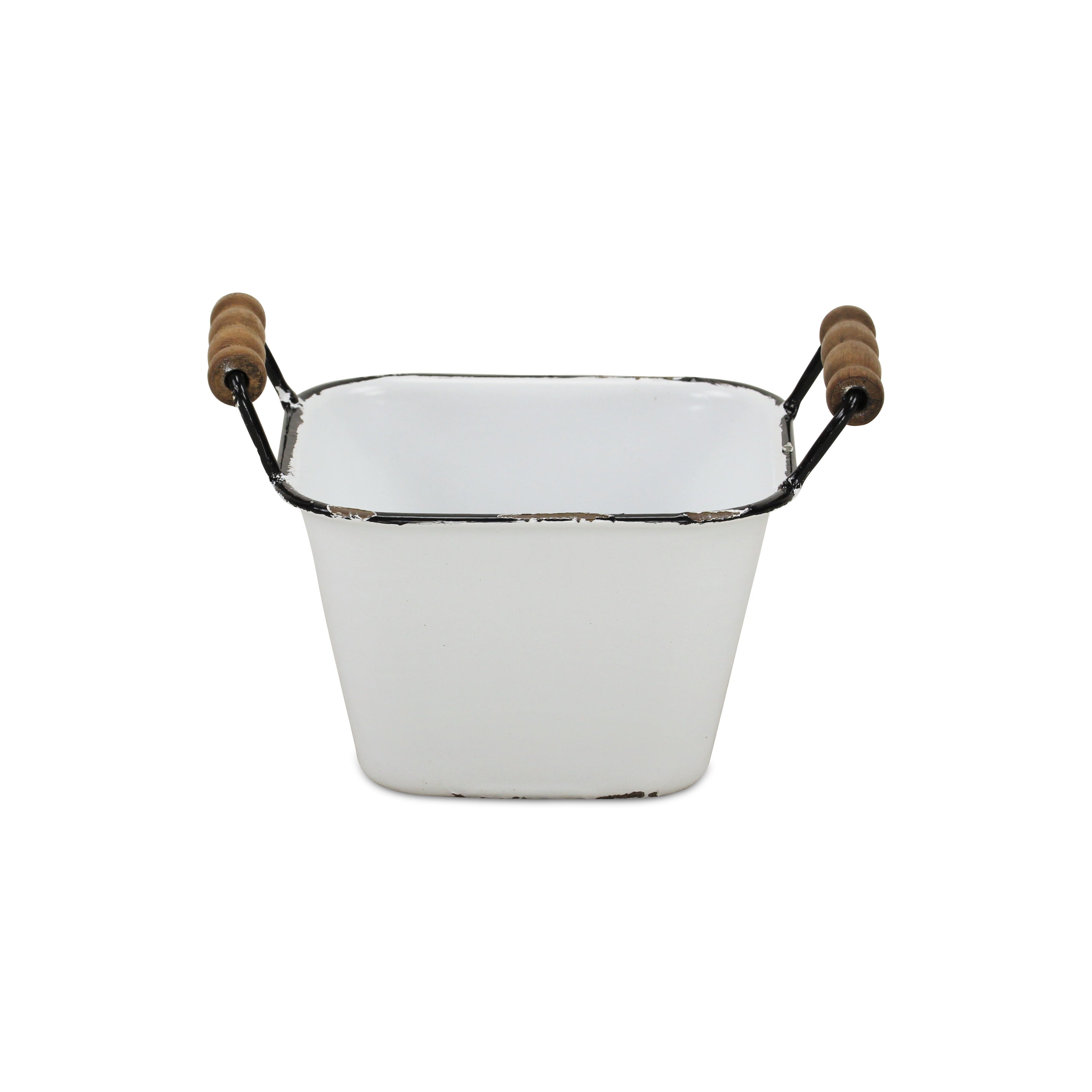 6" White Metal Bucket
