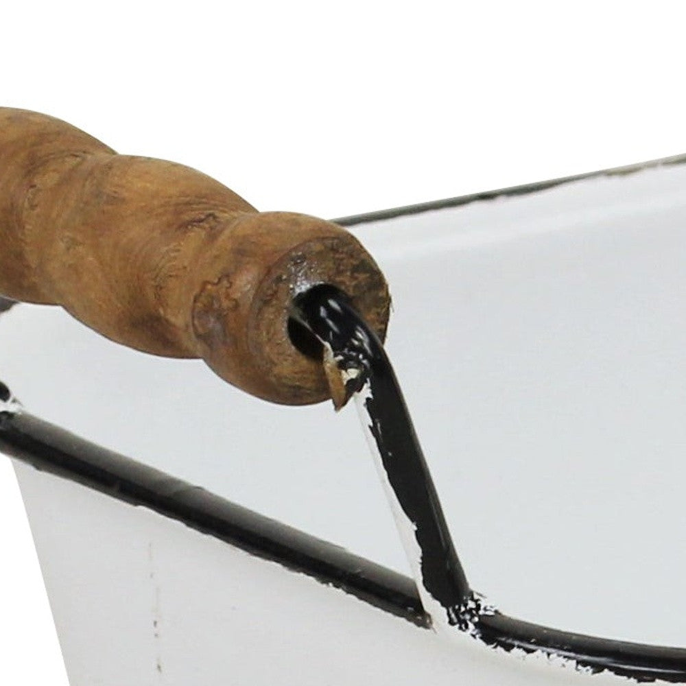 6" White Metal Bucket