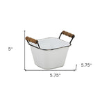 6" White Metal Bucket