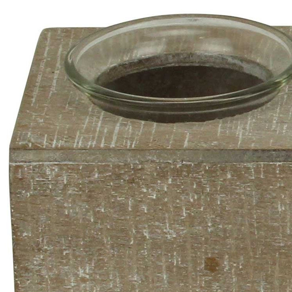 Set of Six Brown Solid Wood And Glass Additional Accessory