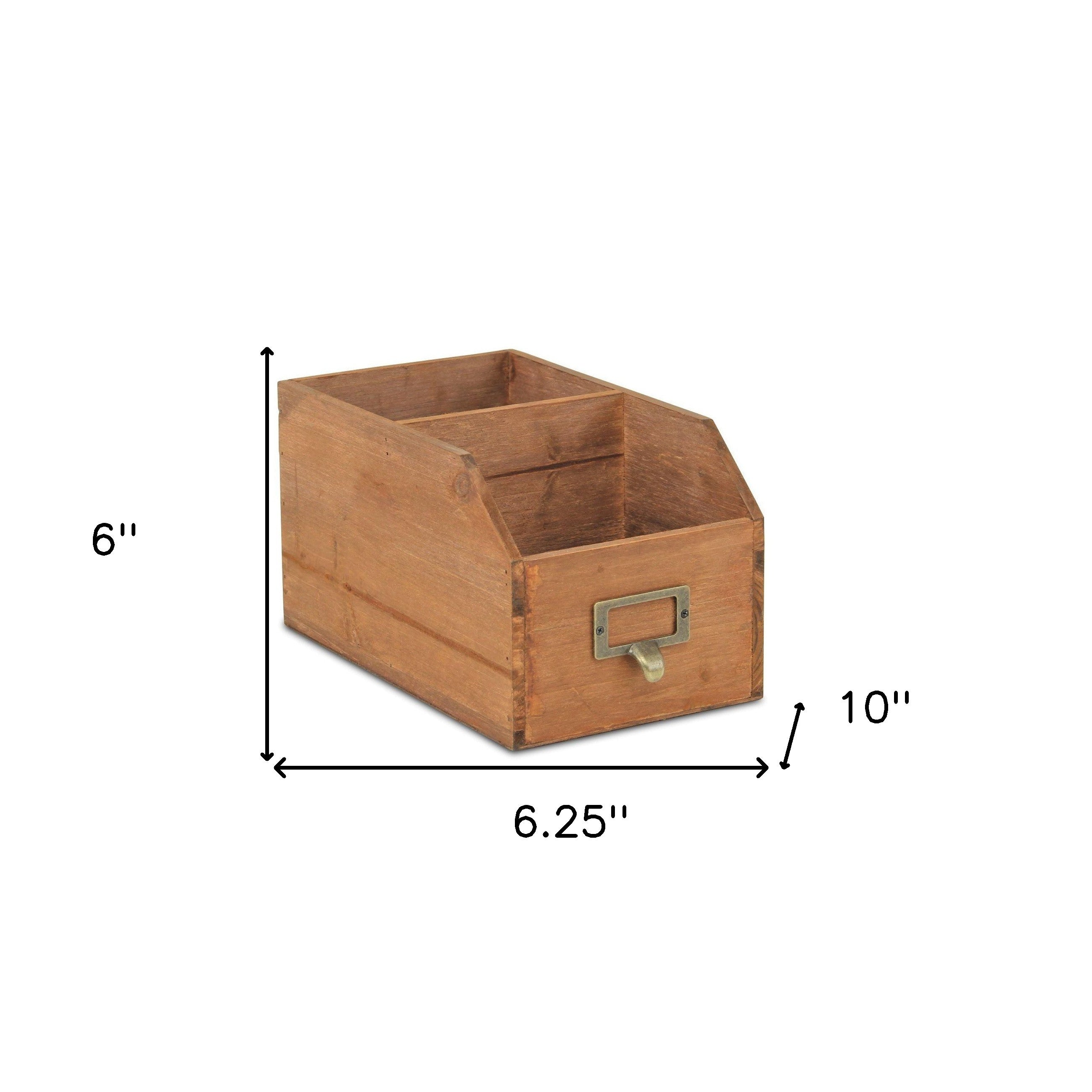 6" Brown Solid Wood Box
