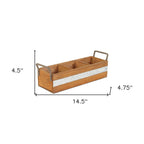 15" Brown Solid Wood And Metal Box