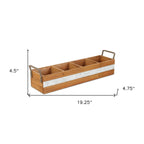 19" Brown Solid Wood And Metal Box