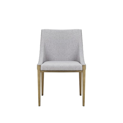 Gray And Brass Upholstered Fabric Dining Side Chair