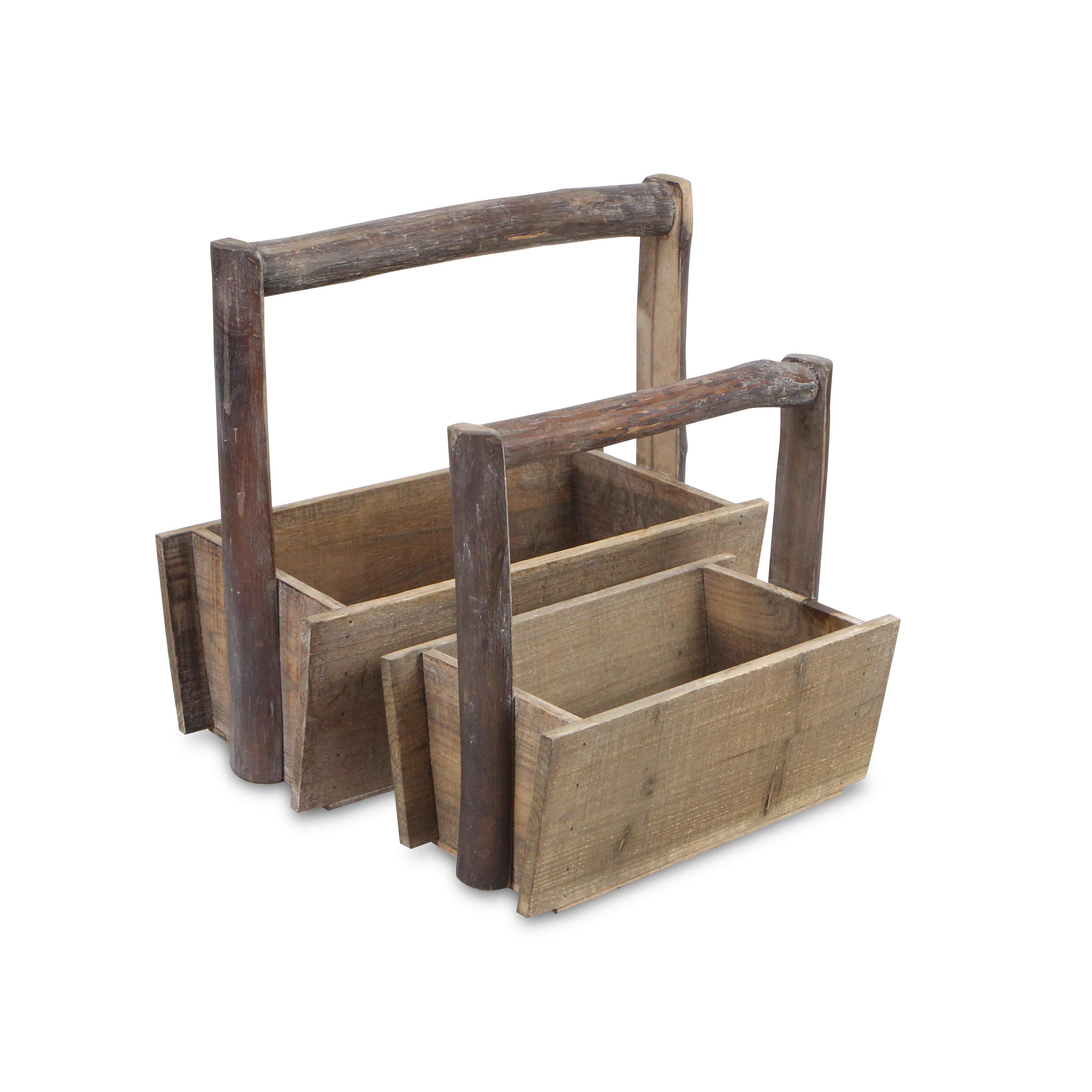 Set of Two Natural Solid Wood Cube or Bin