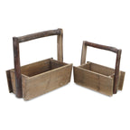 Set of Two Natural Solid Wood Cube or Bin