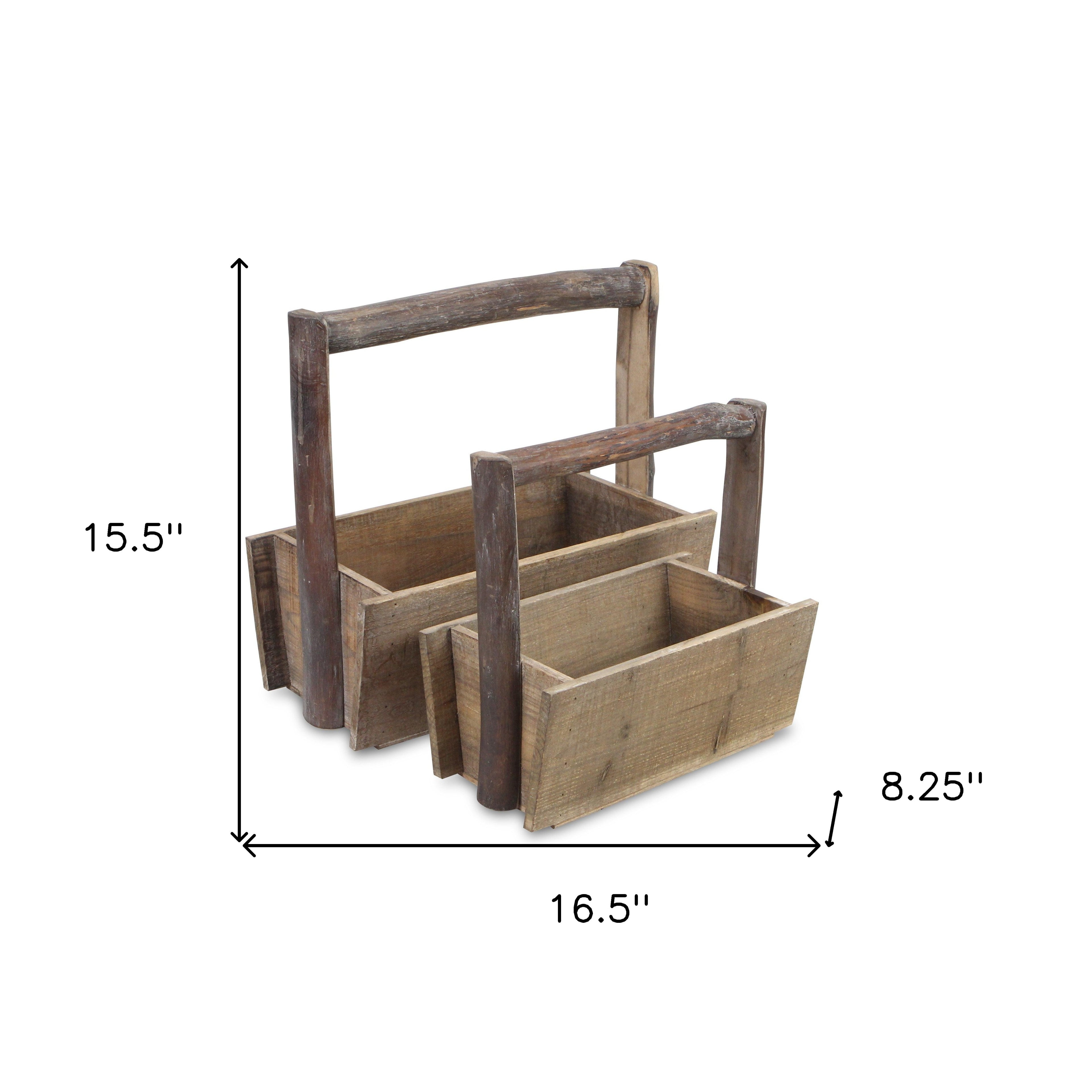 Set of Two Natural Solid Wood Cube or Bin