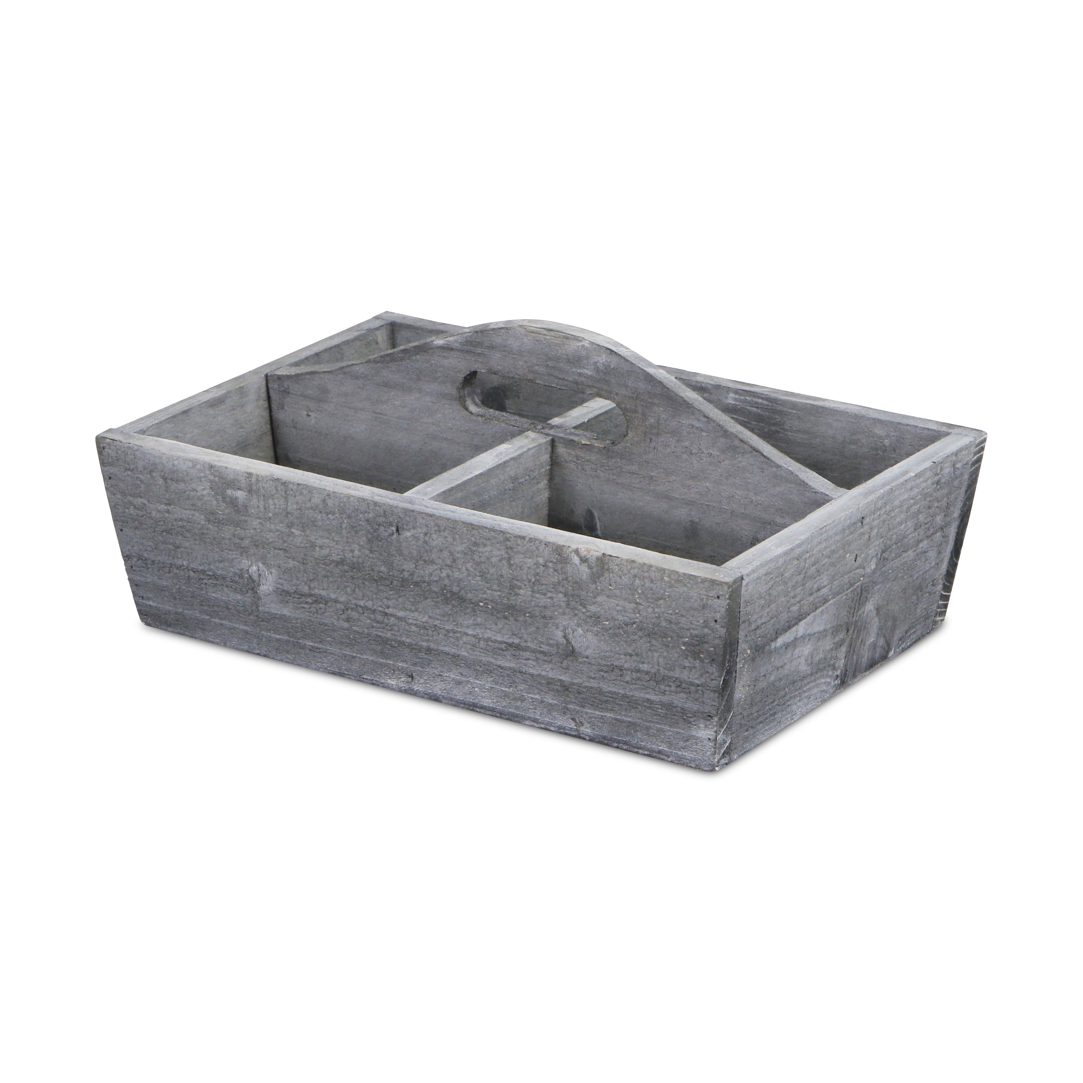 14" Gray Solid Wood Box