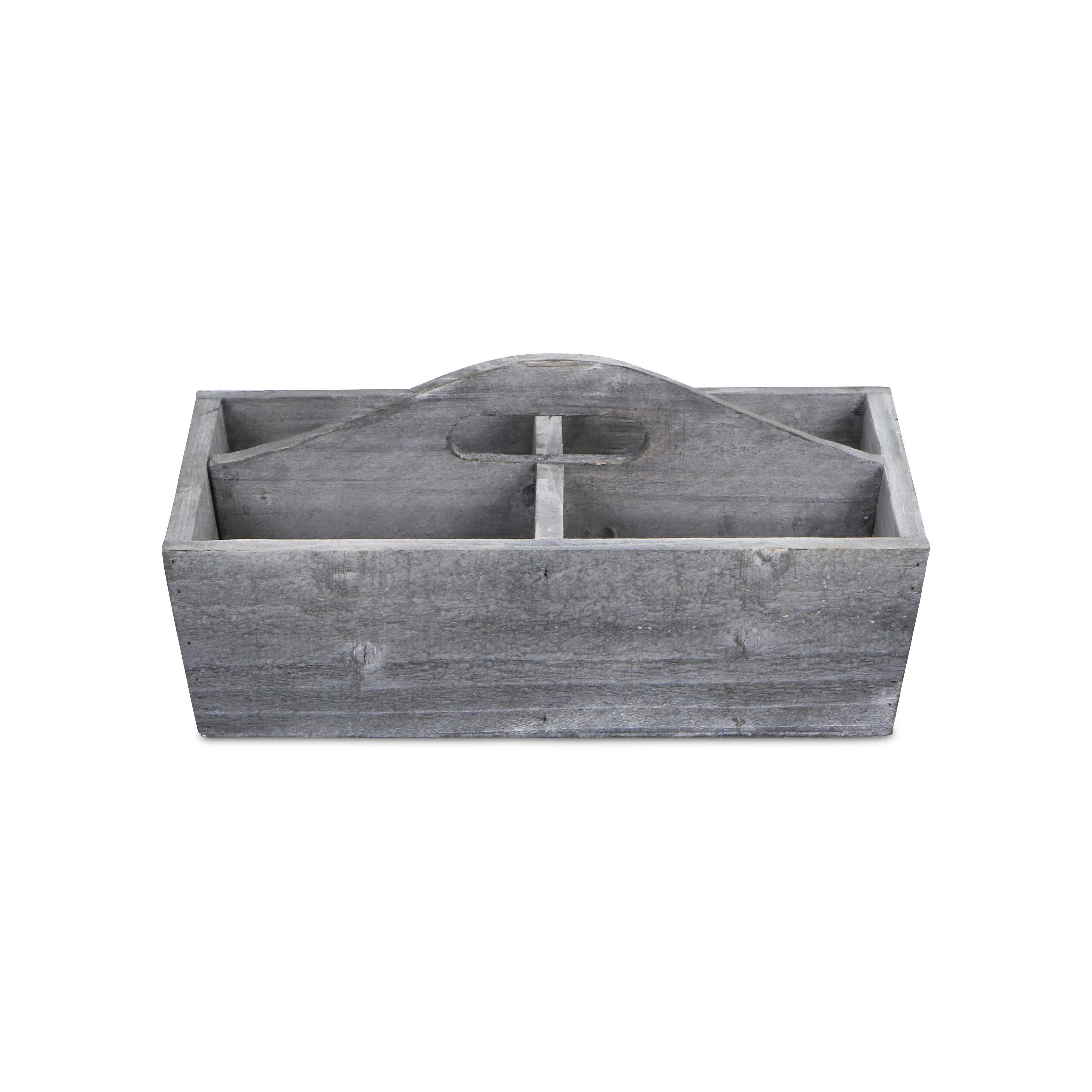 14" Gray Solid Wood Box
