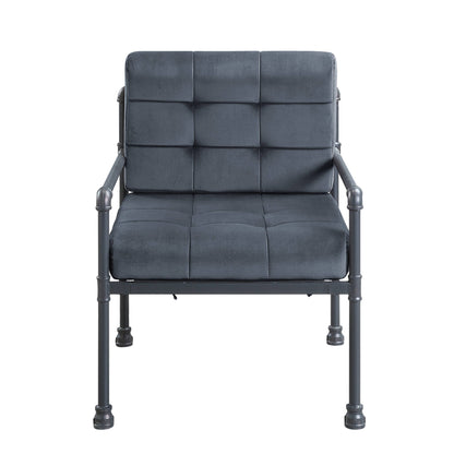 27" Gray and Steel Blue Velvet Arm Chair