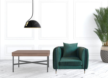 32" Green And Black Velvet Arm Chair