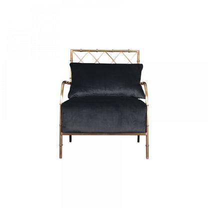 25" Black And Gold Velvet Arm Chair
