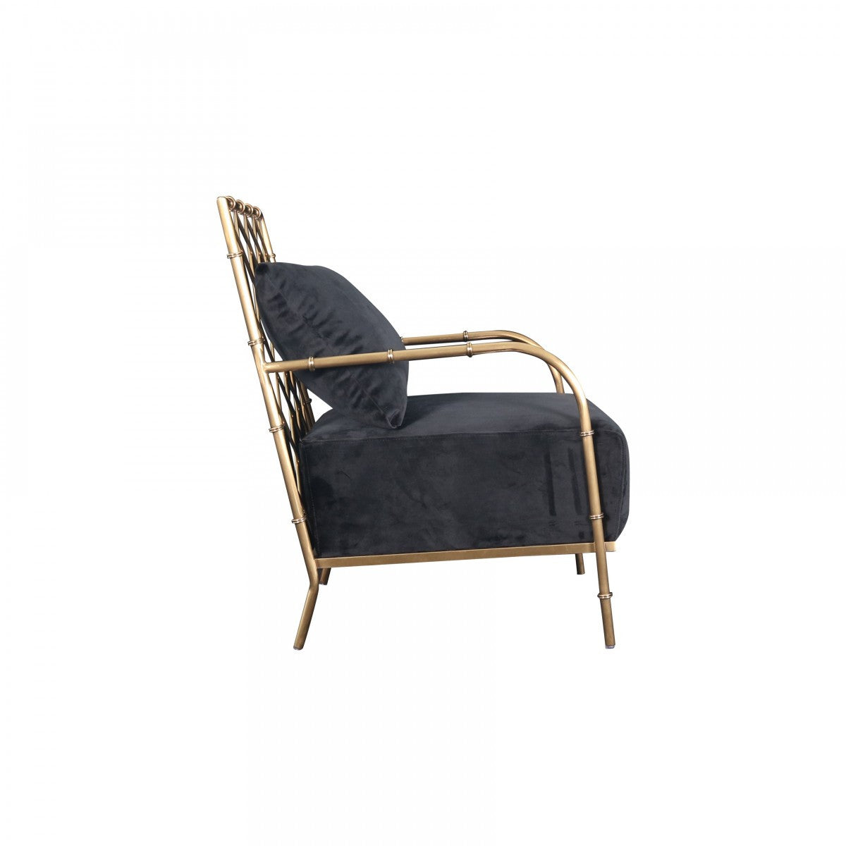 25" Black And Gold Velvet Arm Chair