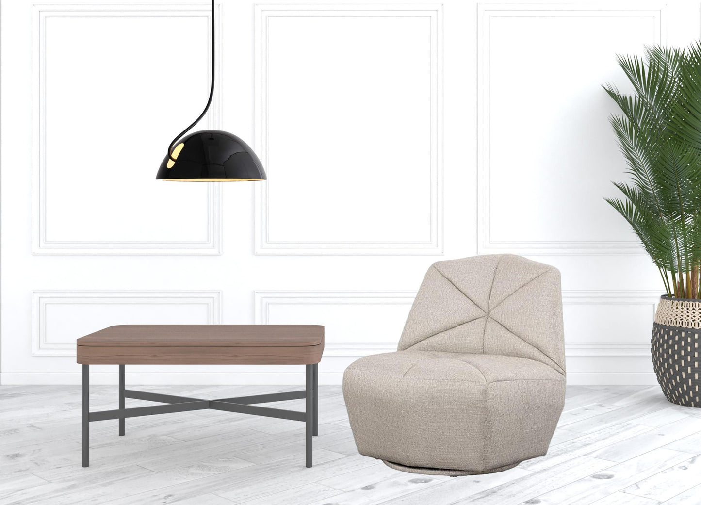 31" Gray Upholstered Lounge Chair