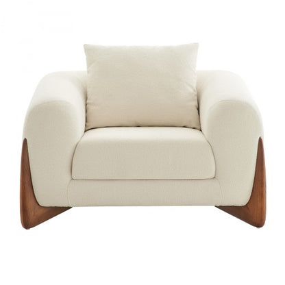 45" Cream And Brown Sherpa Arm Chair