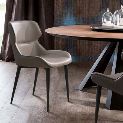 Gray and Black Upholstered Faux Leather Dining Side Chair