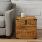 20" Natural Brown Solid Wood Square End Table