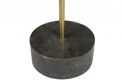 30" Black And Brown Solid Wood And Marble Round End Table