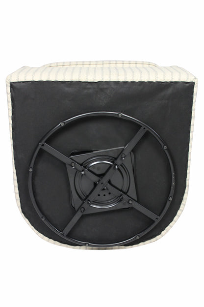 30" Natural Polyester Blend Striped Swivel Lounge Chair