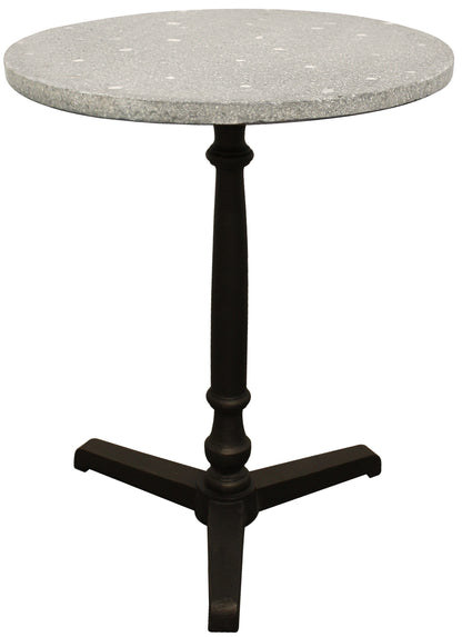 24" Gray And Black Stone And Iron Round Dining Table
