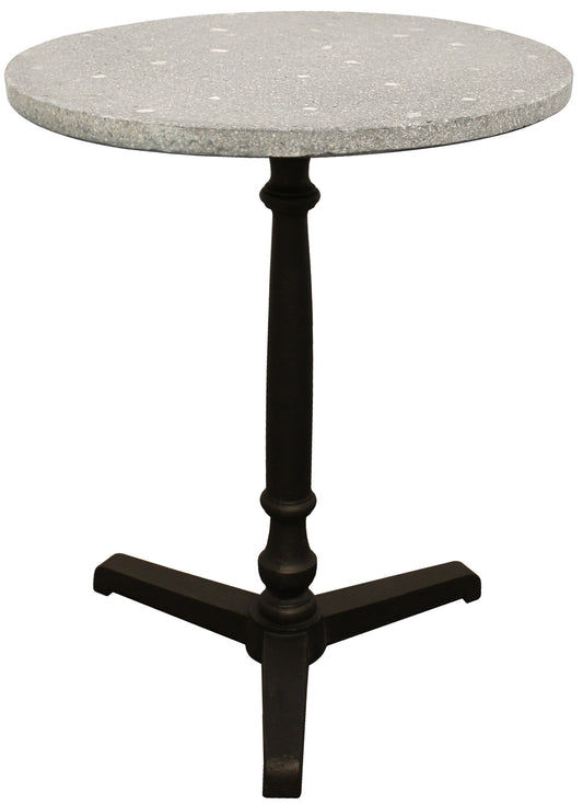 24" Gray And Black Stone And Iron Round Dining Table