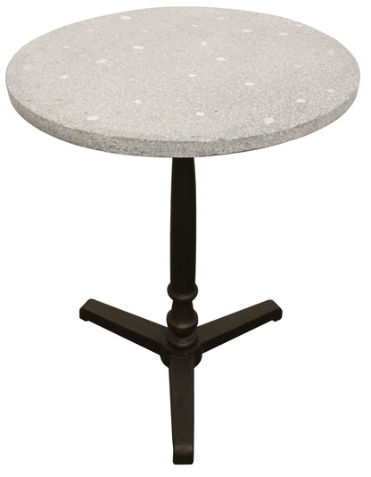 24" Gray And Black Stone And Iron Round Dining Table