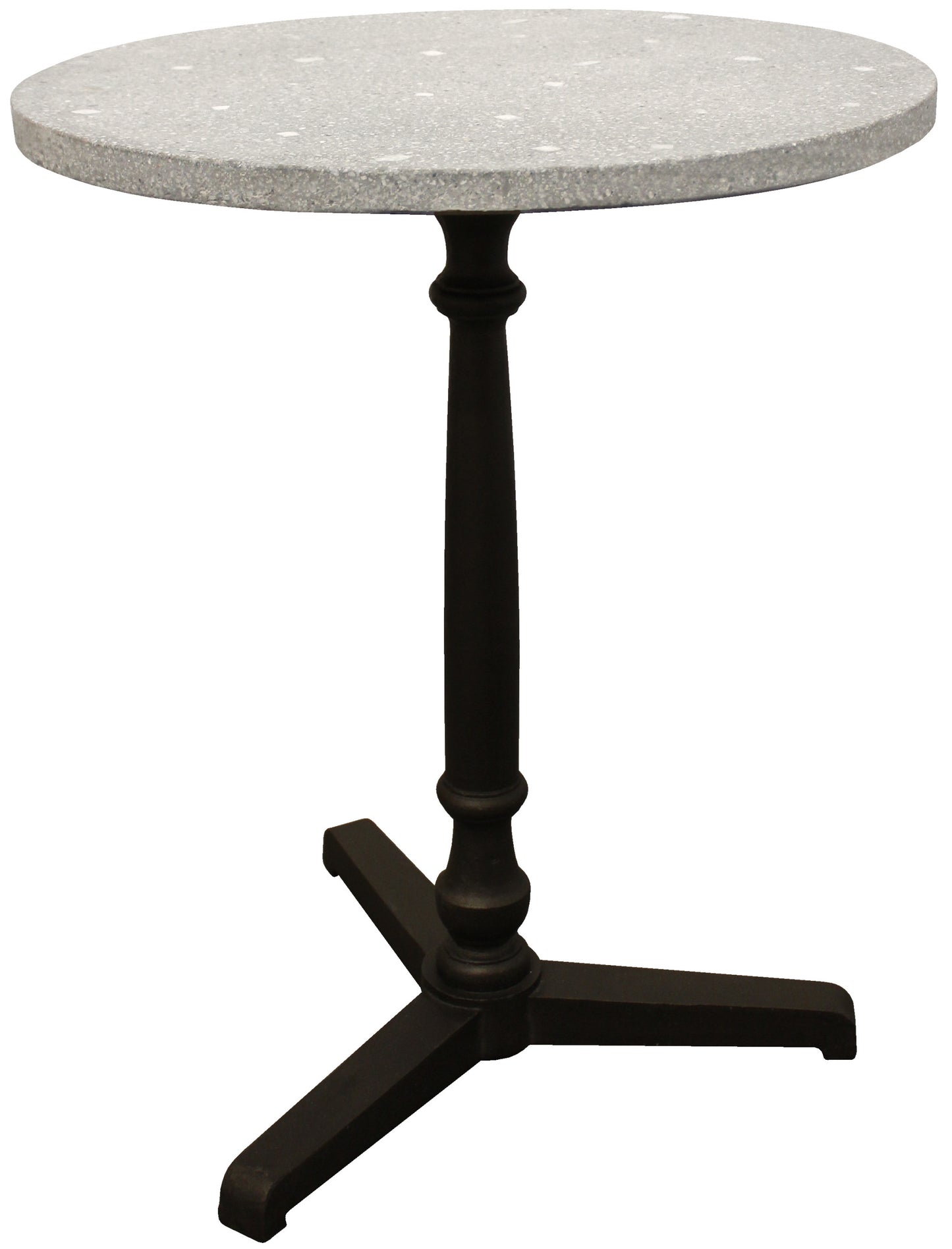 24" Gray And Black Stone And Iron Round Dining Table