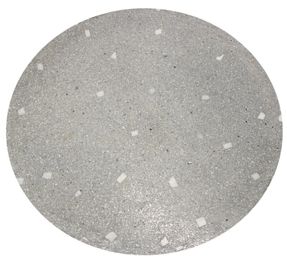 24" Gray And Black Stone And Iron Round Dining Table