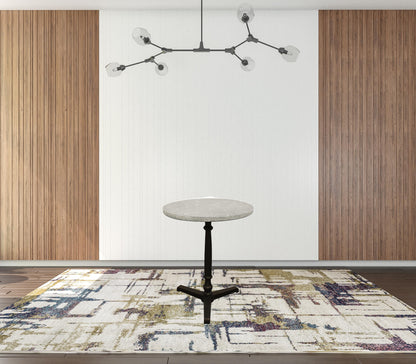 24" Gray And Black Stone And Iron Round Dining Table