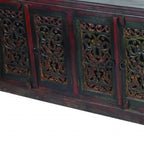 101" Brown and Green Solid Wood Buffet Table with Six Doors