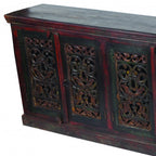 101" Brown and Green Solid Wood Buffet Table with Six Doors