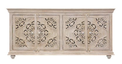 71" Beige Solid Wood Sideboard with Four Doors