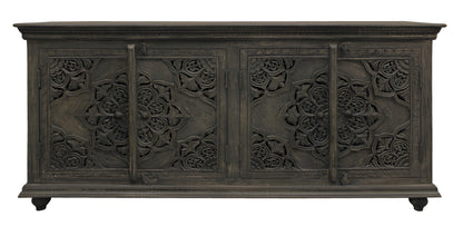 71" Distressed Gray Solid Wood Sideboard with Four Doors