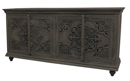 71" Distressed Gray Solid Wood Sideboard with Four Doors